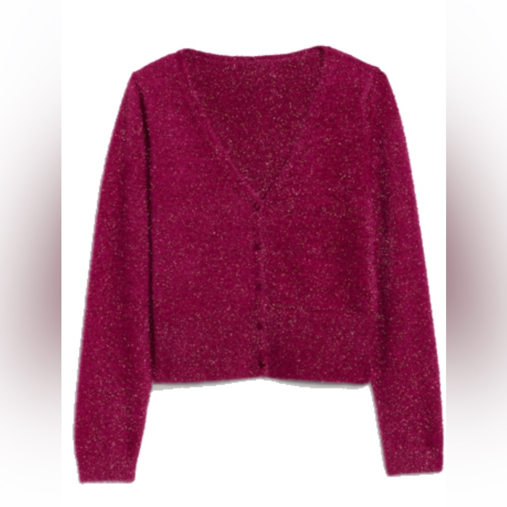 Old Navy Pink Metallic Sparkle Hiday Cardigan size medium